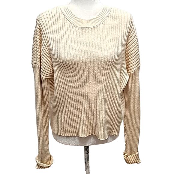 Sincerely Jules Womens Drop Shoulder Long Cuffed Sleeve Ribbed Sweater Size L - Picture 1 of 10
